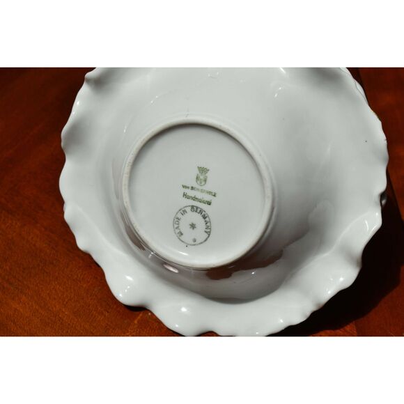 Von Schierholz German Porcelain Basket Gold Gilded Leaves Handmalerei Rose - Picture 1 of 6